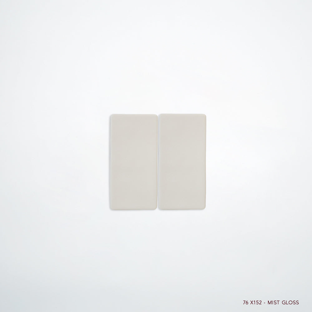 MANO Handmade Look Ceramic Tiles for Bathrooms & Kitchens in Mist, Gloss finish