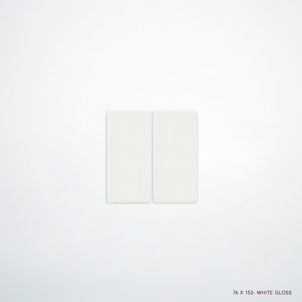 MANO Handmade Look Ceramic Tiles for Bathrooms & Kitchens in White, Gloss finish