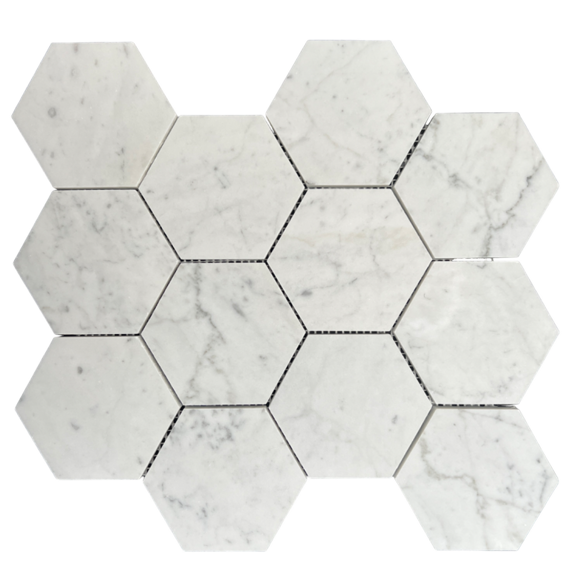 Carrara Hexagon Marble Mosaic | Tumbled & Honed Natural Stone