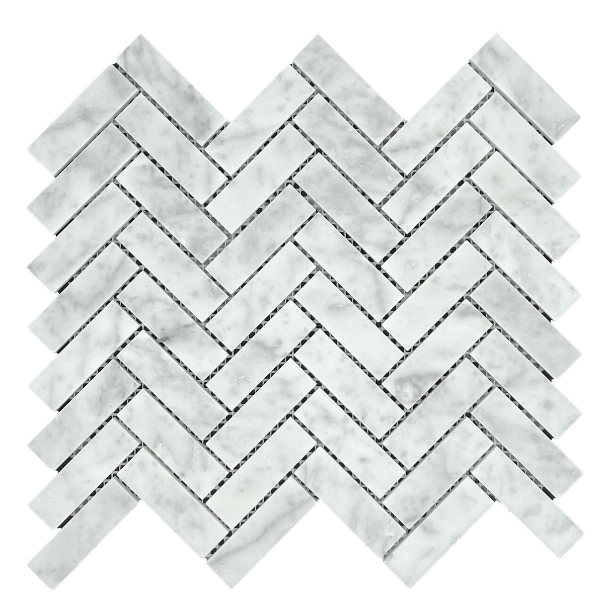 Carrara Herringbone Marble Mosaic | Tumbled & Honed Natural Stone