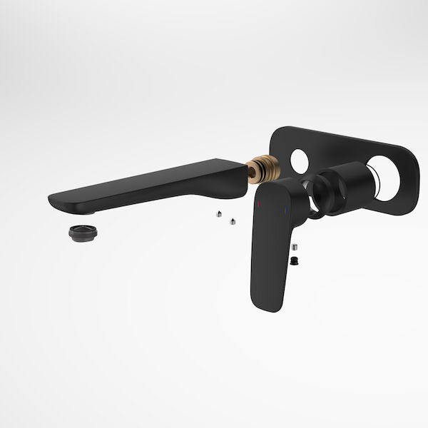 Matte Black - Contura II Wall Basin/Bath Mixer 180mm - Trim Kit