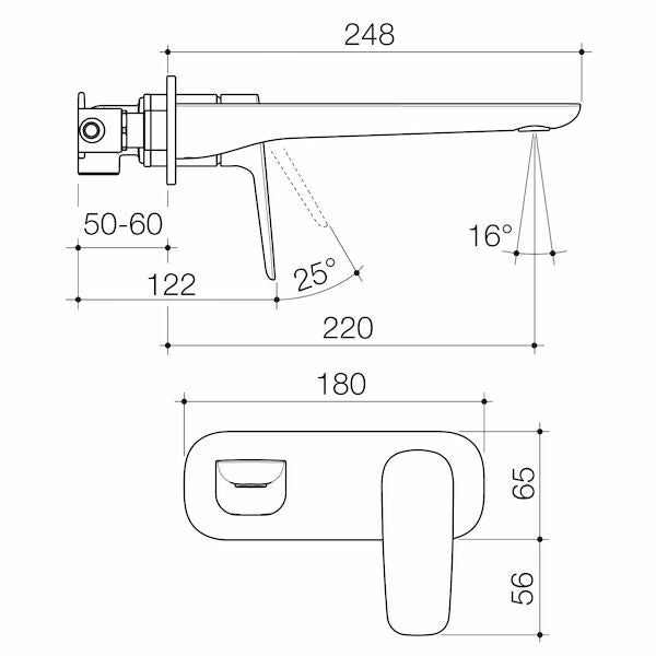 Contura II Wall Basin/Bath Mixer 220mm | Caroma