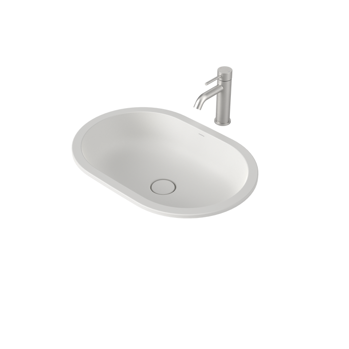 Liano II 580mm Pill Under/Over Counter Basin in Matte White | Caroma #Colour_Matte White