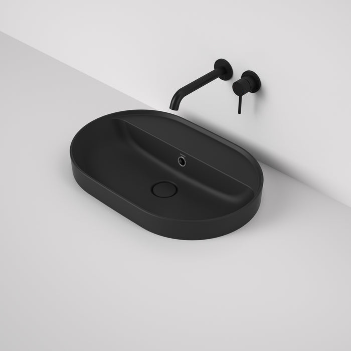 Liano II 600mm Pill Inset Basin with Overflow - No Tap Hole in Matte Black | Caroma #Colour_Matte Black