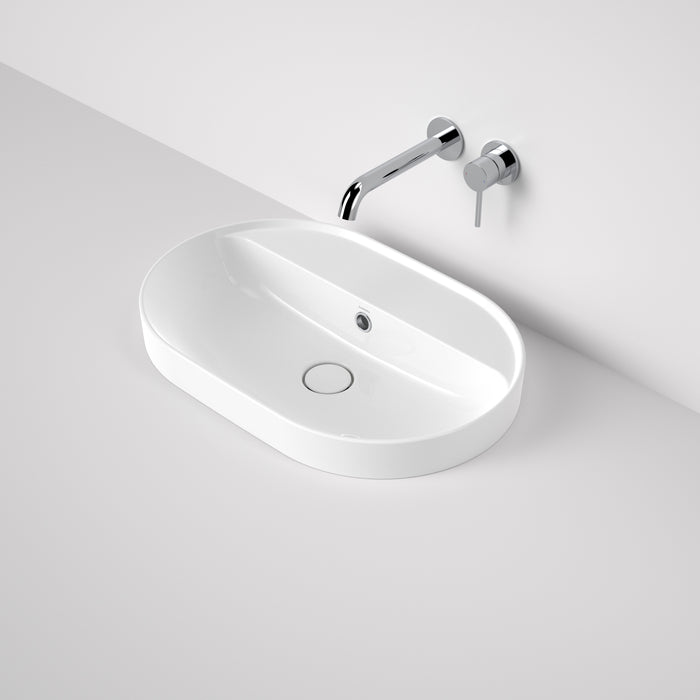 Liano II 600mm Pill Inset Basin with Overflow - No Tap Hole in White | Caroma #Colour_White