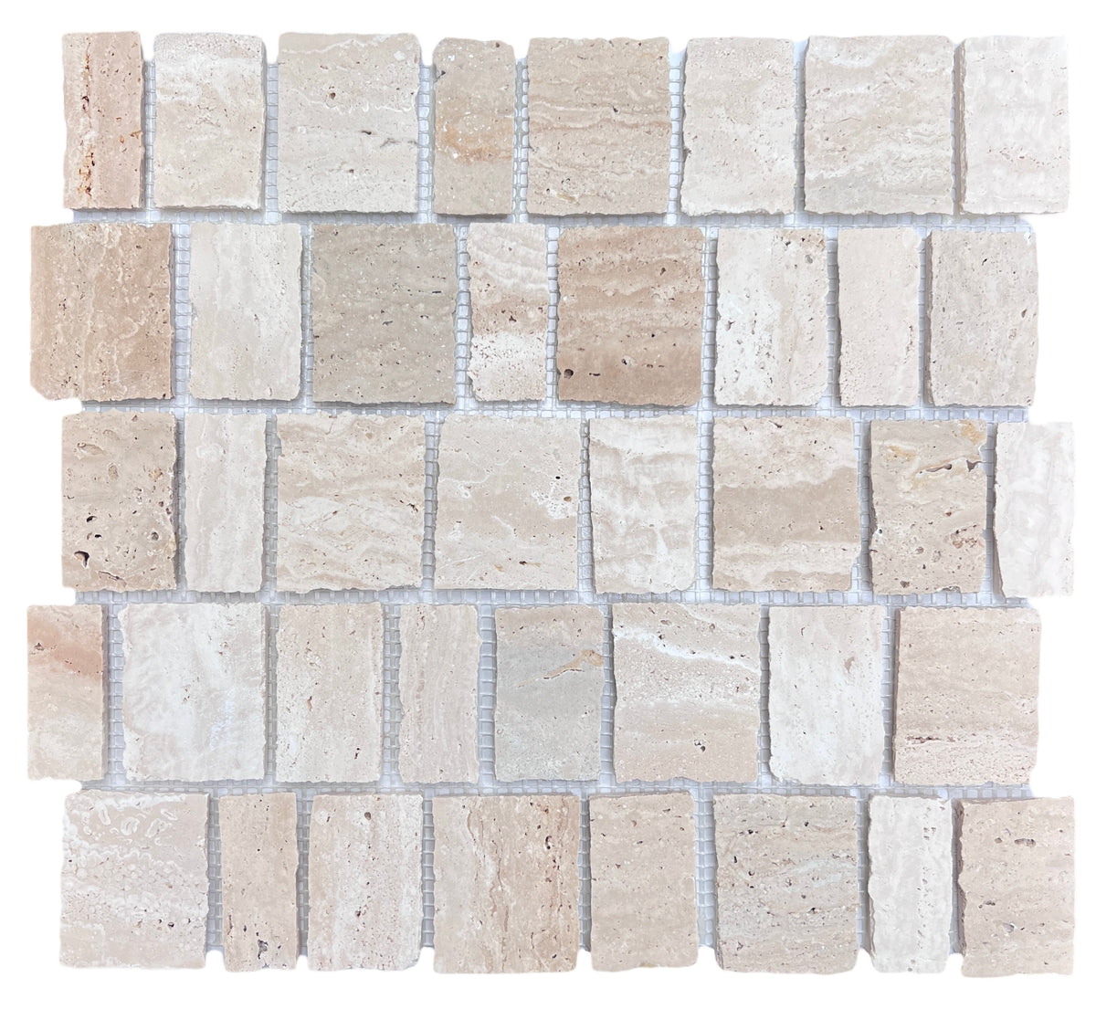 Travertine Split Edge Mosaic | Tumbled & Honed Natural Stone