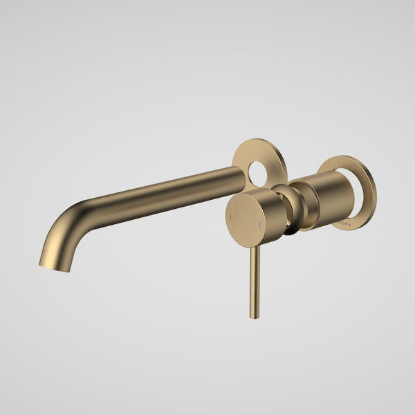 Liano II 210mm Wall Basin/Bath Trim Kit - 2 x Round Cover Plates in Brushed Brass | Caroma #Colour_Brushed Brass