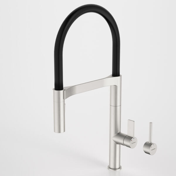 Liano II Pull Down Sink Mixer with Dual Spray in Brushed Nickel | Caroma #Colour_Brushed Nickel