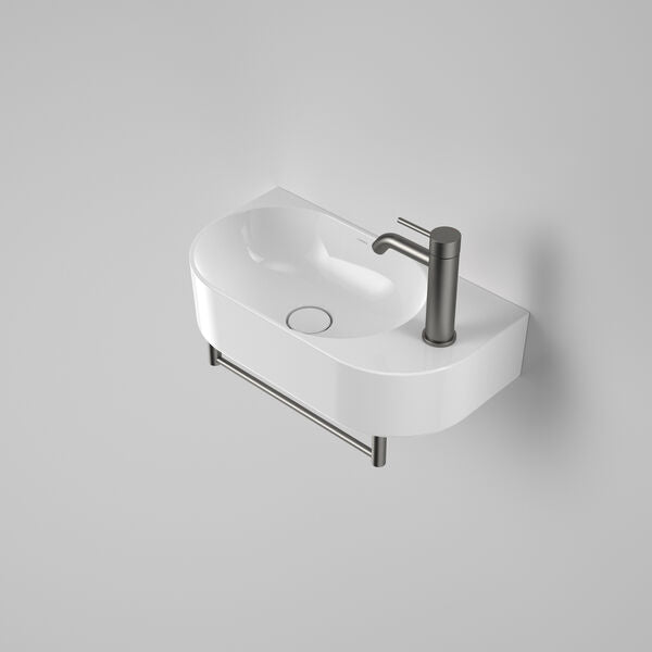 Liano II Hand Wall Basin Integrated Towel Rail in Gunmetal | Caroma #Colour_Gunmetal