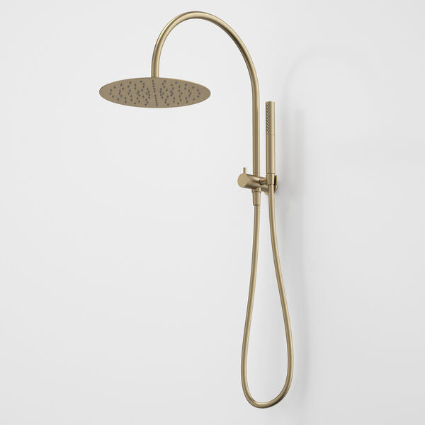 Liano II Compact Twin Shower with Overhead in Brushed Brass | Caroma #Colour_Brushed Brass