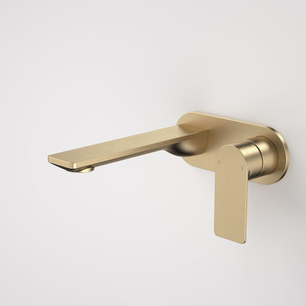 Urbane II 180mm Wall Basin/Bath Mixer - Round Cover Plate in Brushed Brass | Caroma #Colour_Brushed Brass