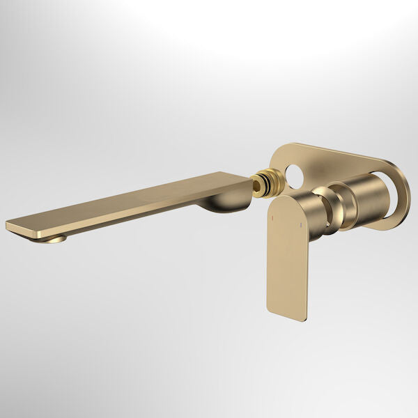 Urbane II 220mm Wall Basin/Bath Trim Kit - Round Cover Plate in Brushed Brass | Caroma #Colour_Brushed Brass