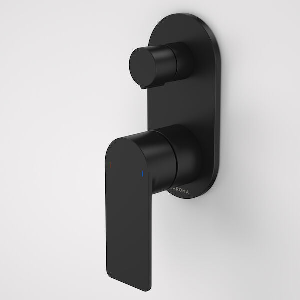 Urbane II Bath/Shower Mixer With Diverter - Round Cover Plate in Matte Black | Caroma #Colour_Matte Black