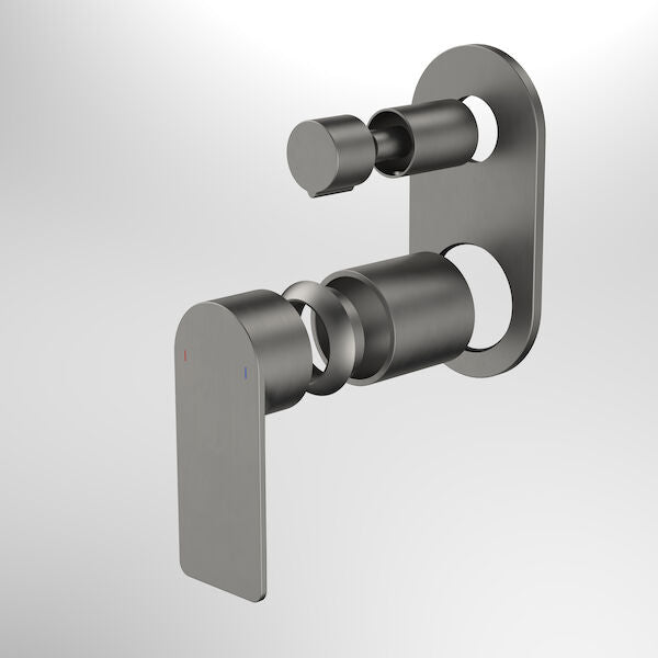 Urbane II Bath/Shower Mixer With Diverter Trim Kit - Round Cover Plate in Gunmetal | Caroma #Colour_Gunmetal