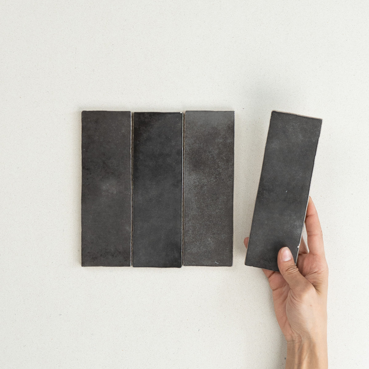 Artisan Spanish Subway & Square Wall Tile in Graphite, Gloss finish