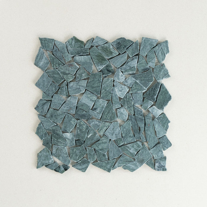 Verde Crazy Pave Marble Mosaic | Tumbled Natural Stone