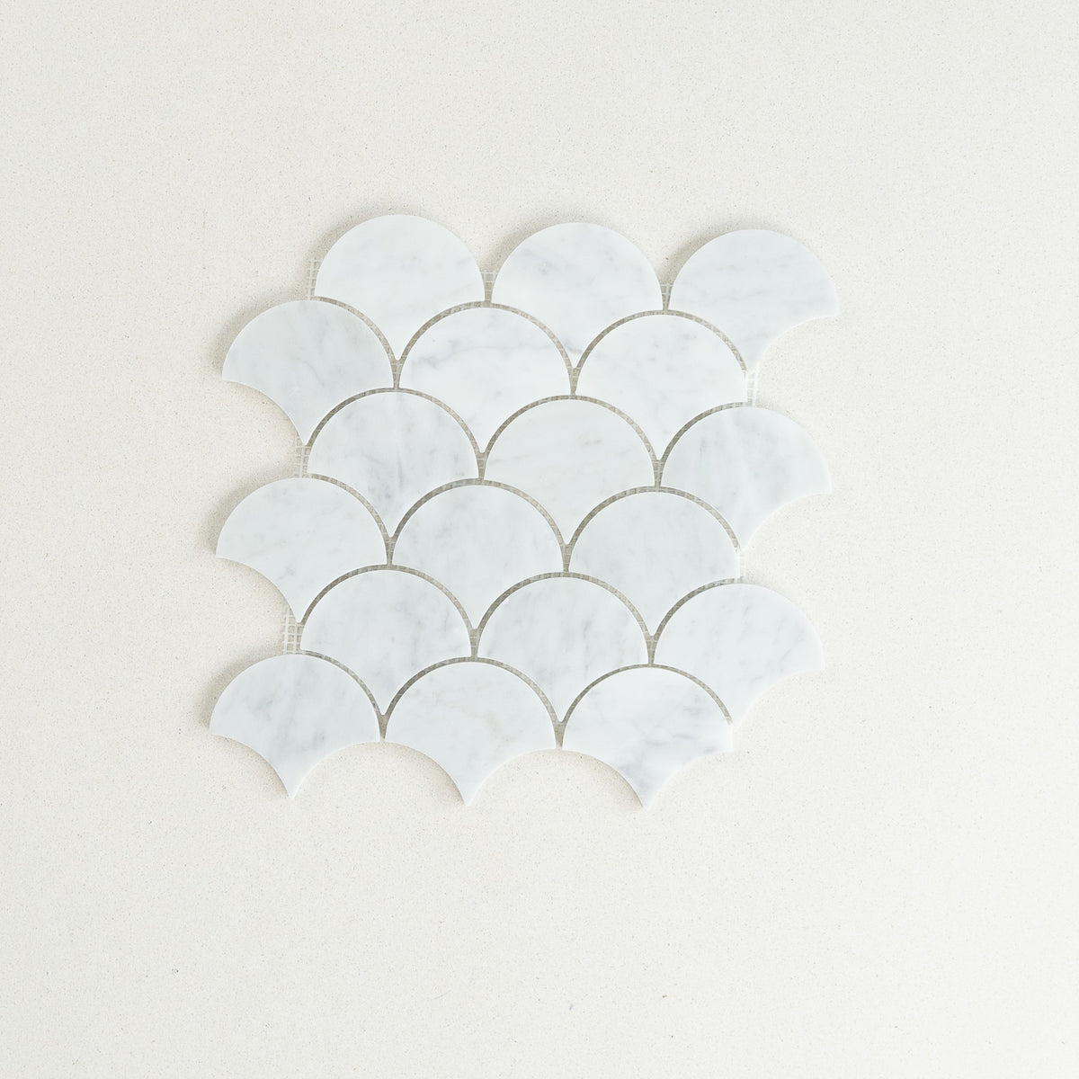 Carrara Fish Scale Marble Mosaic | Tumbled & Honed Natural Stone