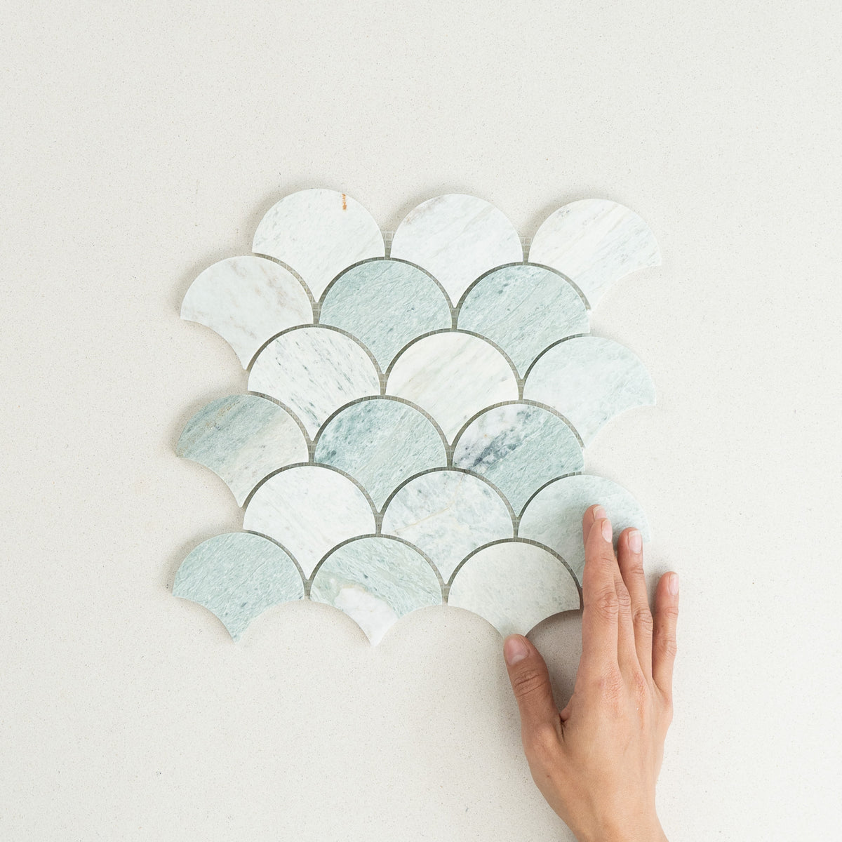 Fishscale Mint Honed Marble Mosaic