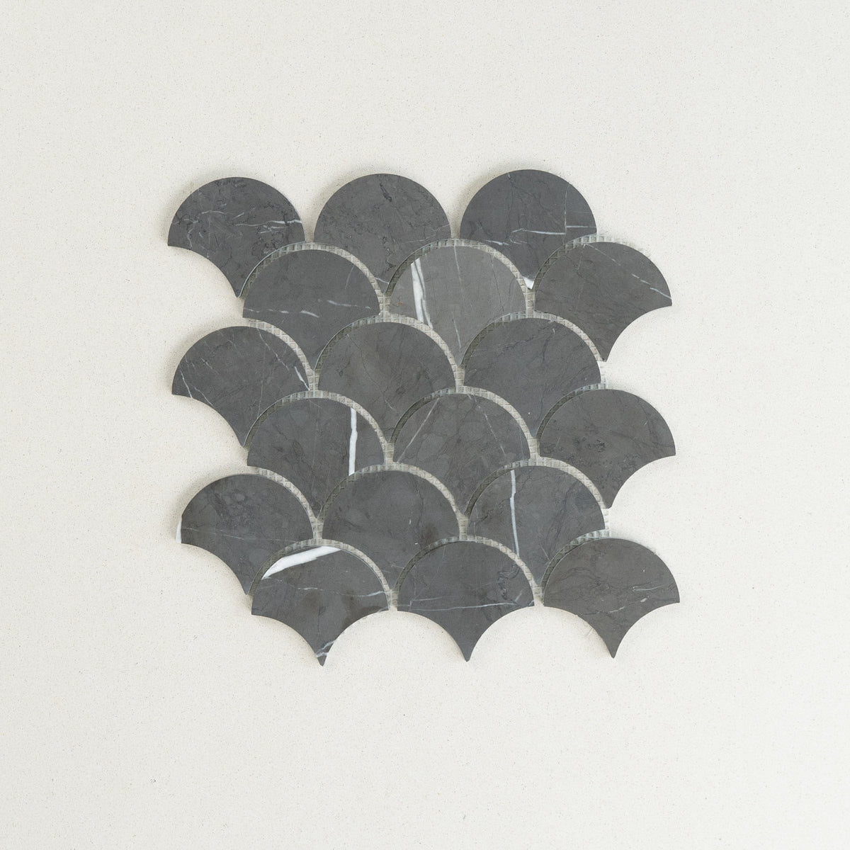 Fishscale Pietra Grey Honed Marble Mosaic