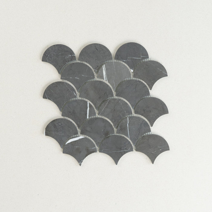 Fishscale Pietra Grey Honed Marble Mosaic
