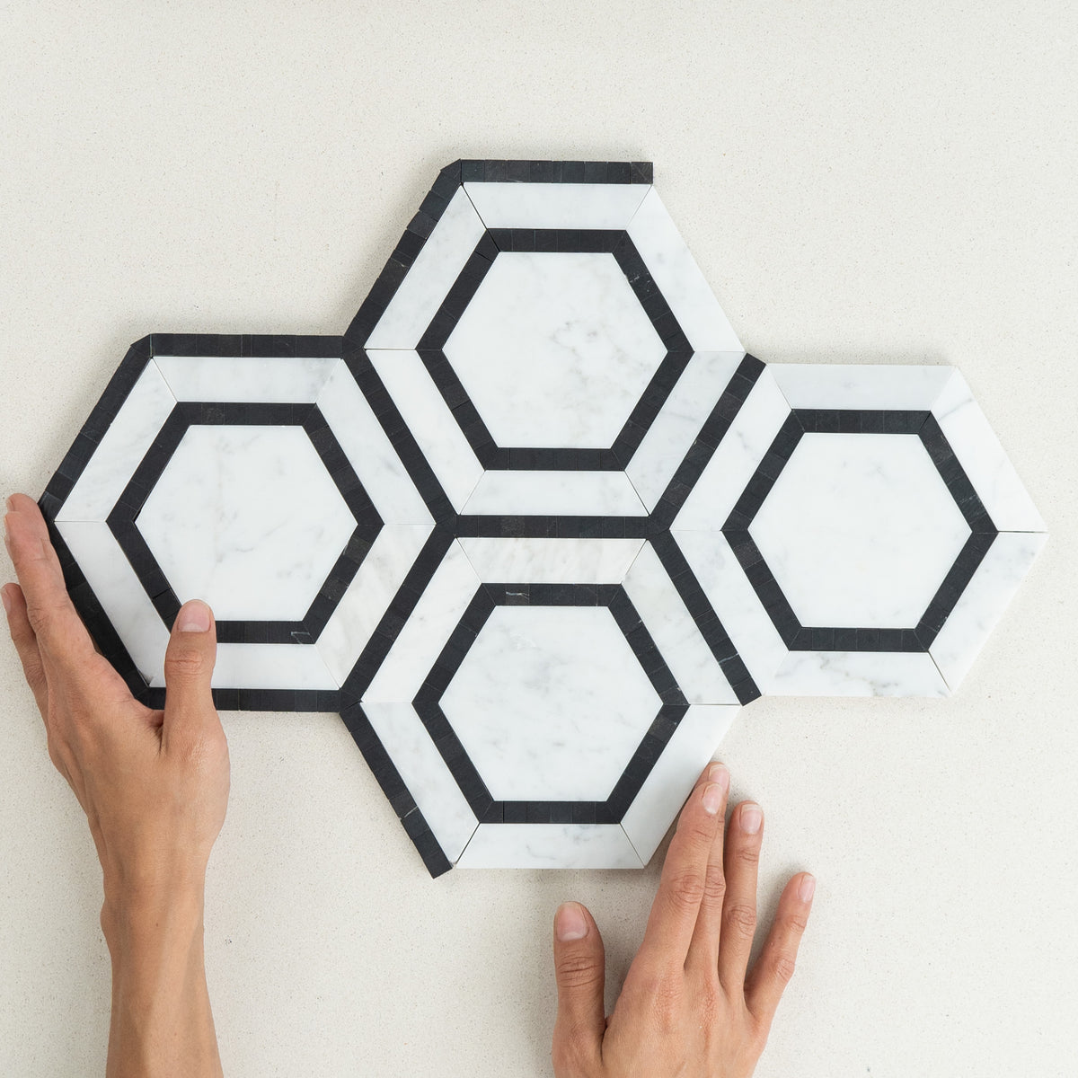 Carrara Hexagon Marble Mosaic | Tumbled & Honed Natural Stone