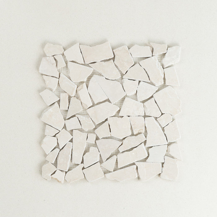 Botticino Crazy Pave Marble Mosaic | Tumbled Natural Stone