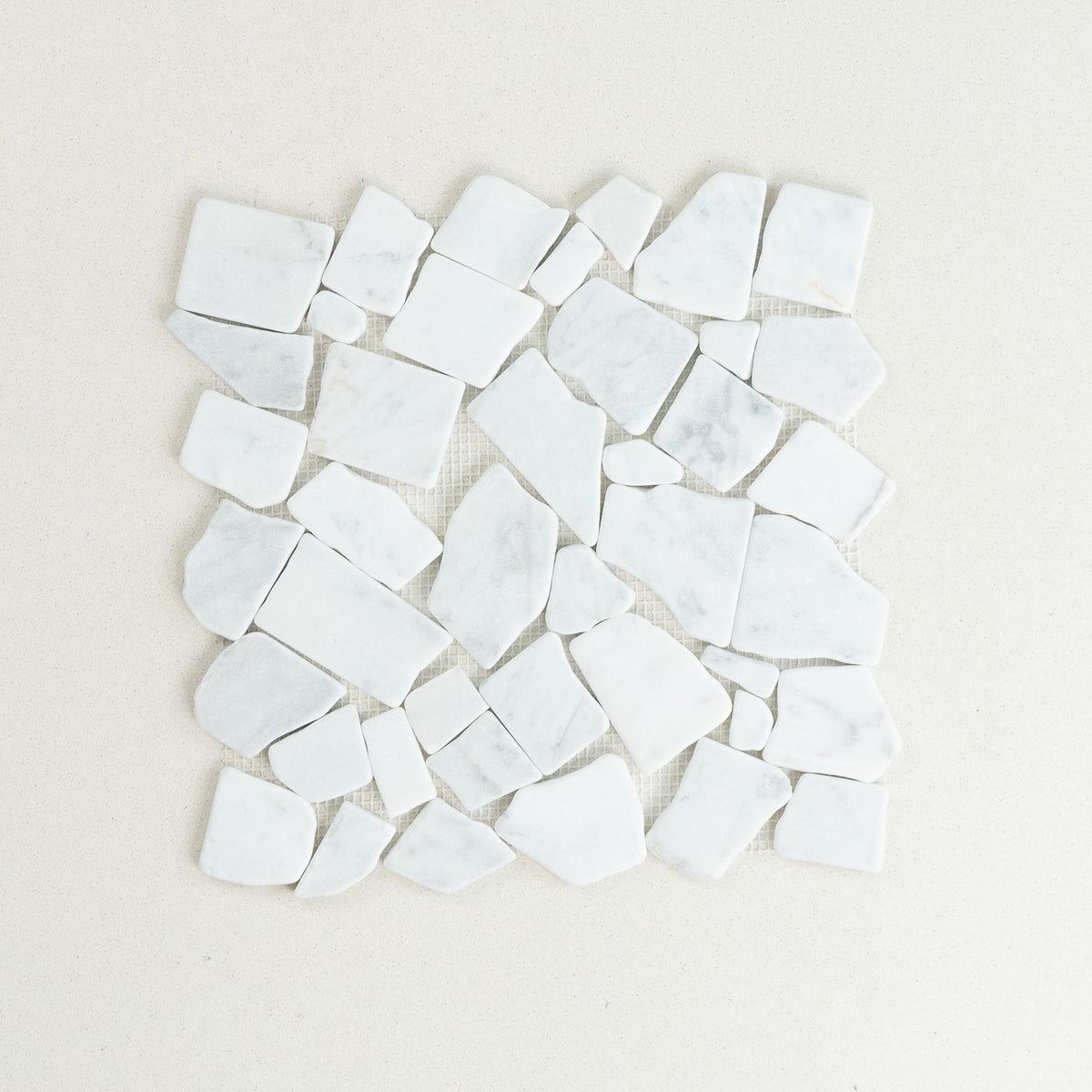 Carrara Crazy Pave Marble Mosaic | Tumbled & Honed Natural Stone