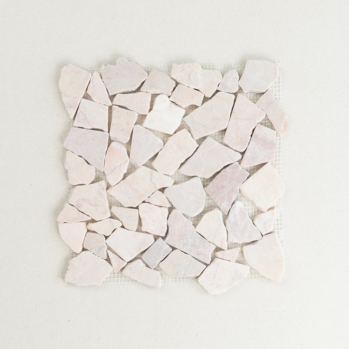 Rosso Crazy Pave Marble Mosaic | Tumbled Natural Stone