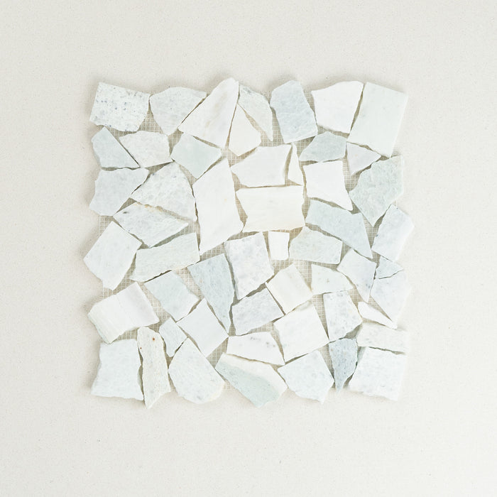 Crazy Pave Mint Honed Marble Mosaic