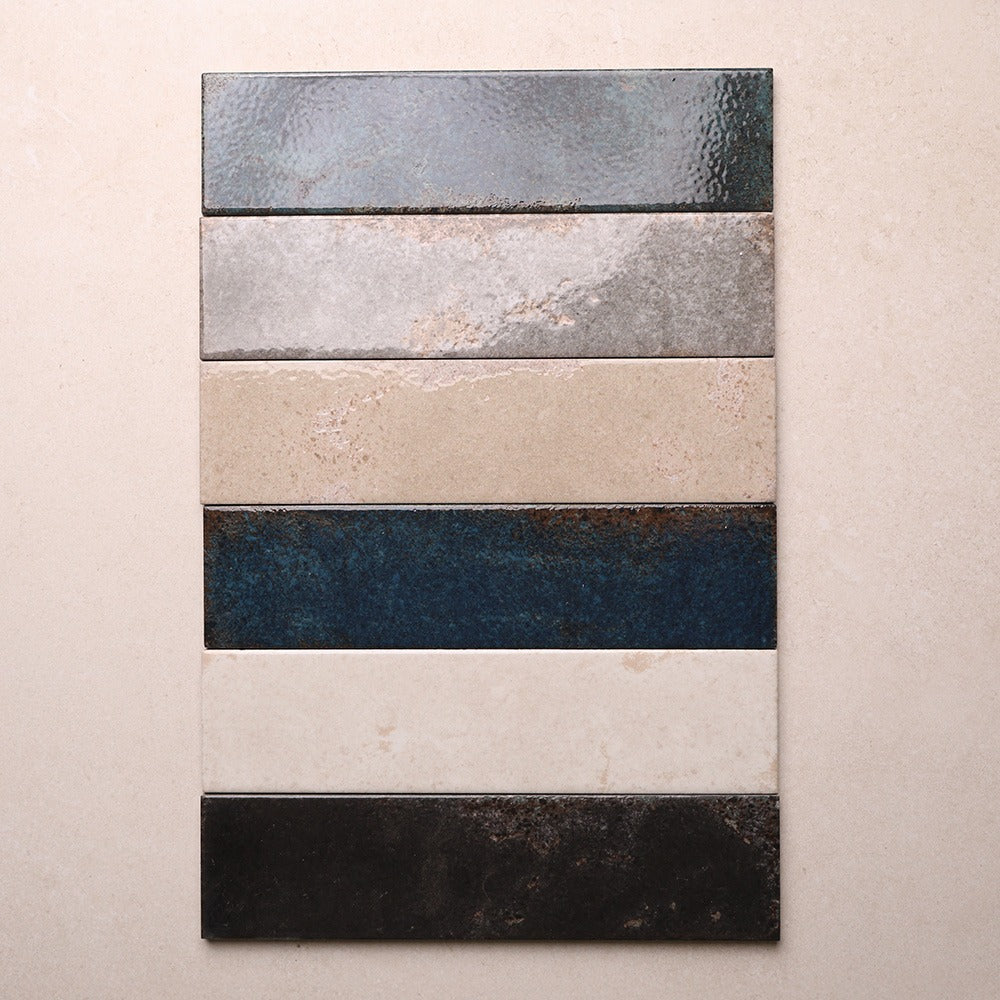 Vibrant Series Subway Wall Tile 70 x 280 mm in Blue, Cream, Green, Grey & White, Gloss finish