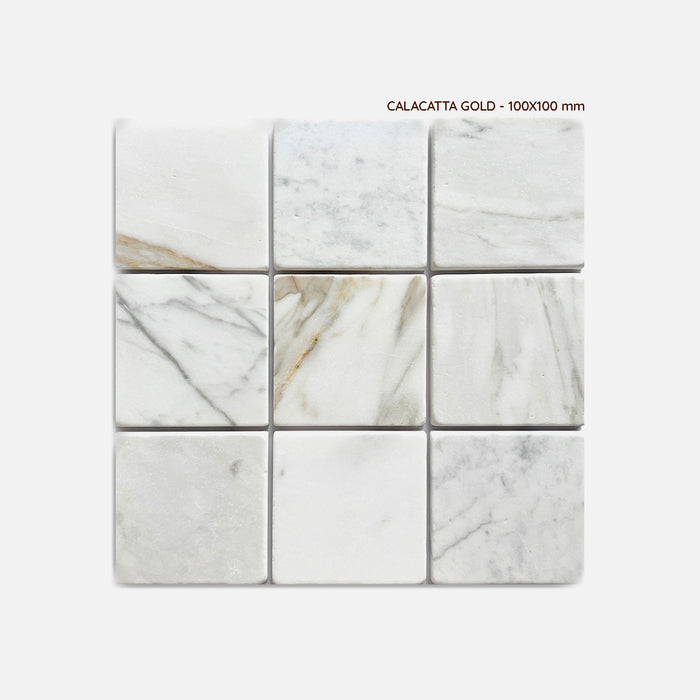 Apollo Series Calacatta Natural Stone Floor and Wall Tile – Tumbled finish