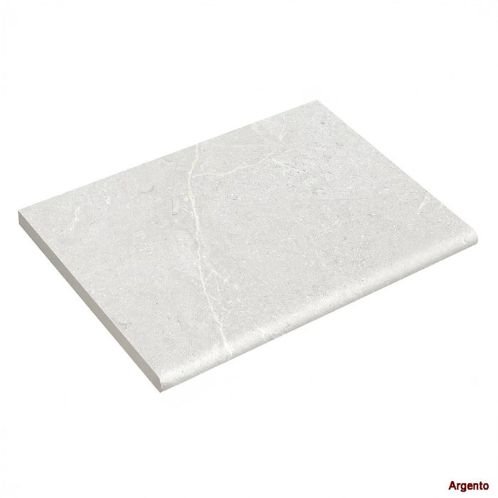 Kavala Stone Look Porcelain Bullnose Tile 400x600 mm in Argento, Grip finish