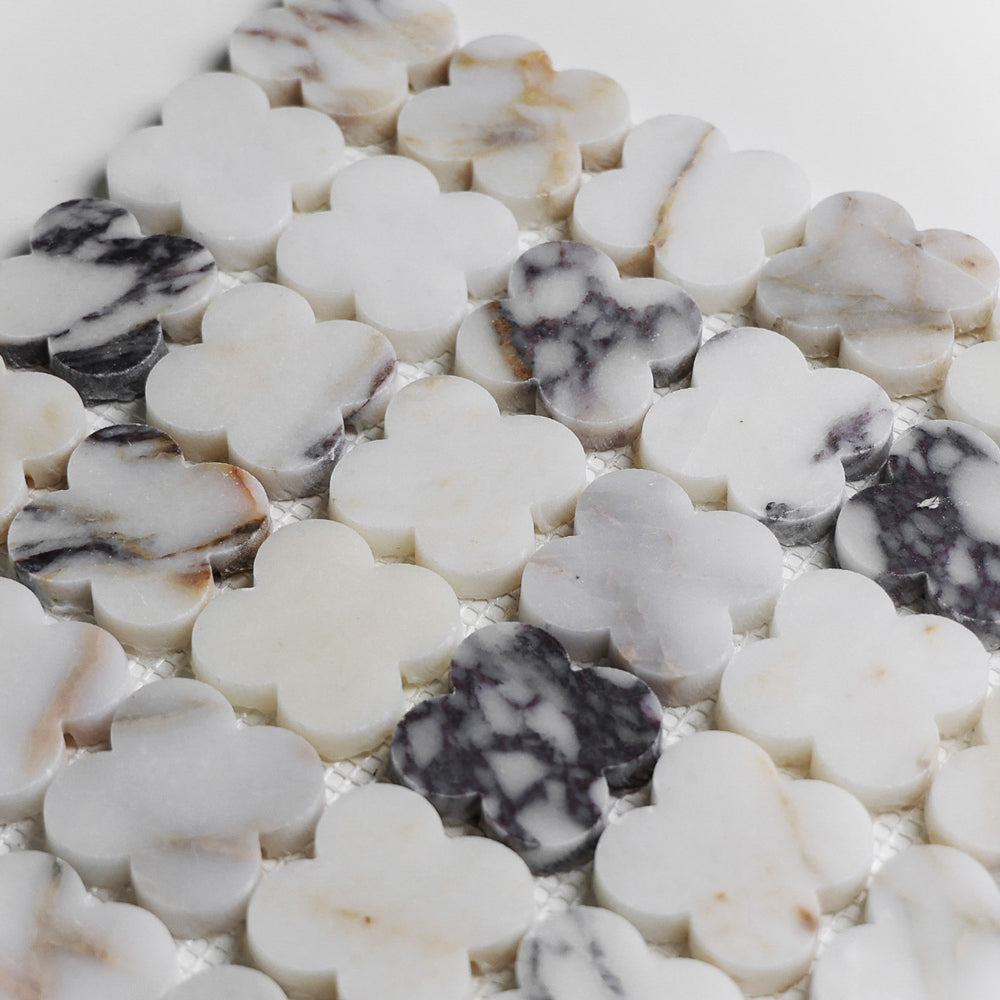 Alhambra Flower Viola Marble Mosaic 49 mm – Honed finish