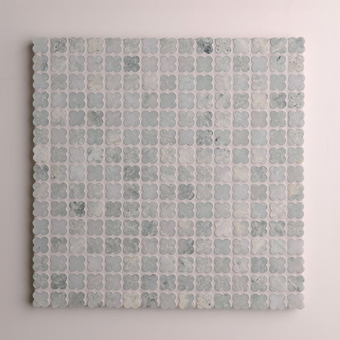Alhambra Flower Sage Green Marble Mosaic – Honed finish