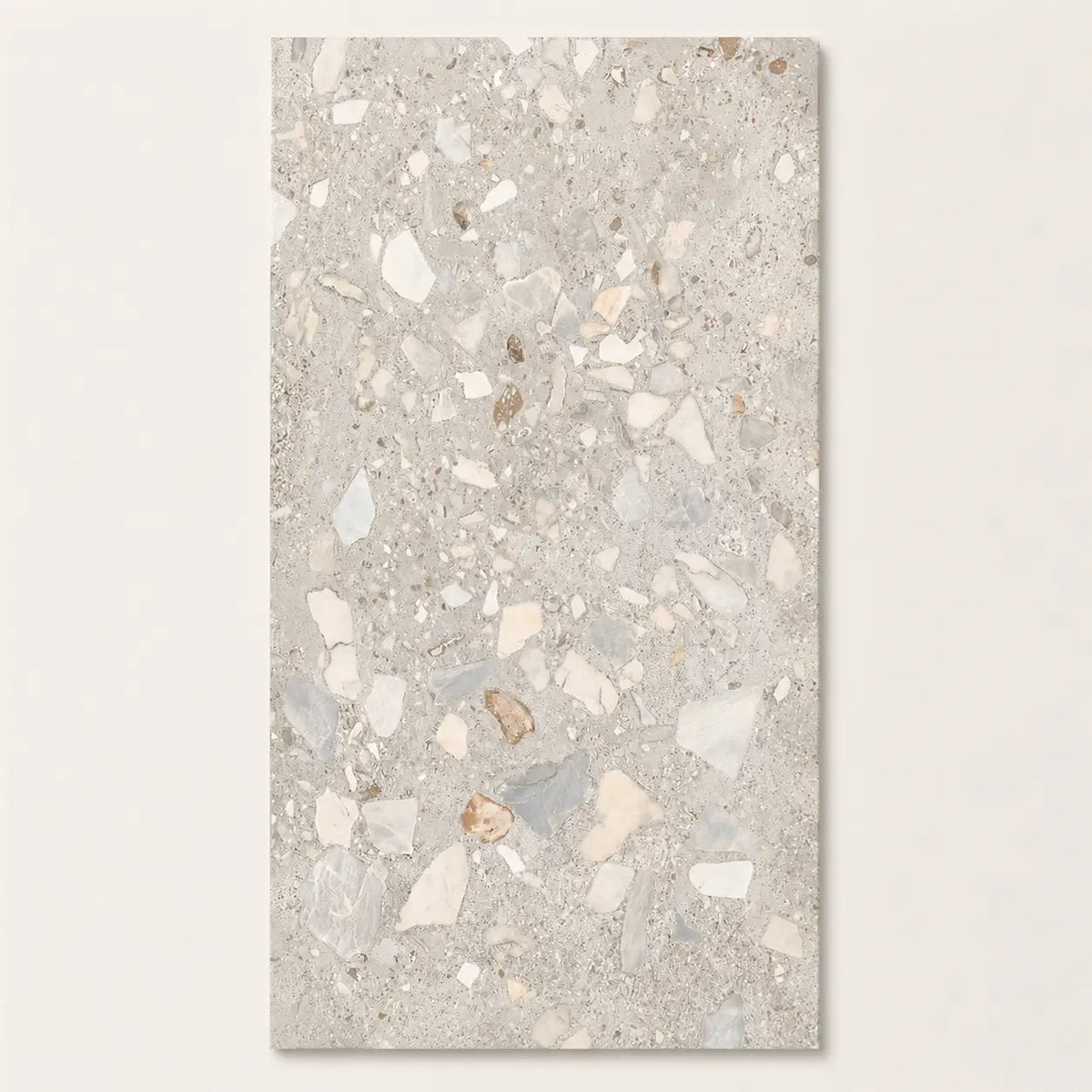 The Rocks Terrazzo Look Porcelain Tile | Made in Italy in Grey, Natural finish