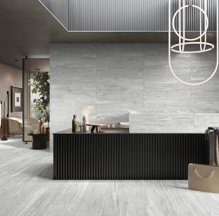 Avoca Stone Floor & Wall Tile in White & Light Grey, Paver, External & Matt finish