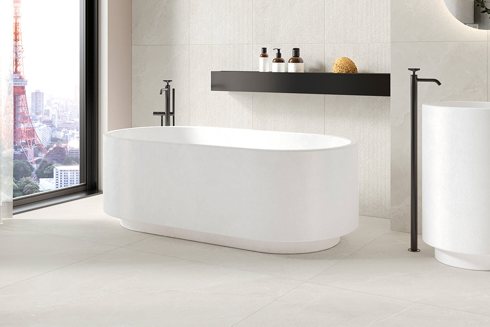 Cortina Porcelain Tile | Italian Stone Look Tile with 3D Vein Decor in Avorio, Matt & Stream finish