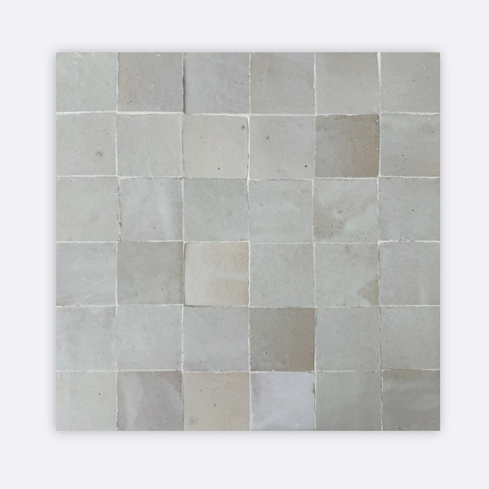 Zellige Square 50 x 50 mm Moroccan Handmade Tiles in Beige, Glazed finish