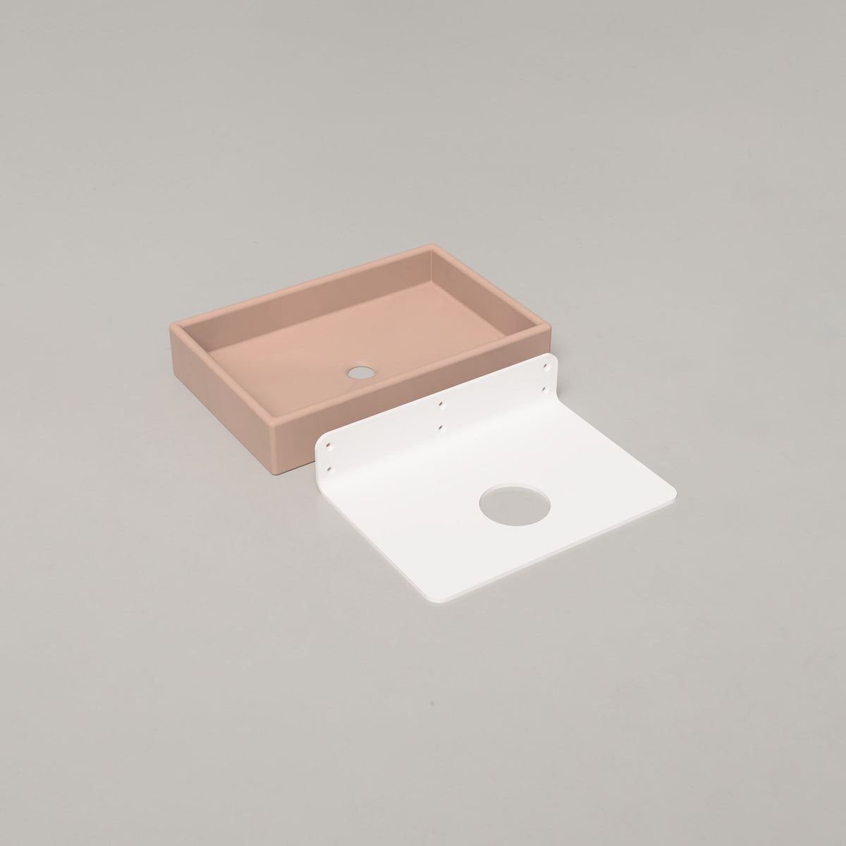Nood Co Box Concrete Basin in Blush Pink, wall mount | Nood Co