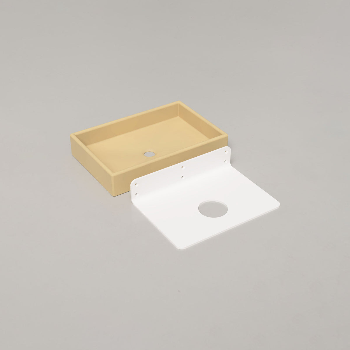 Nood Co Box Concrete Basin in Custard, wall mount | Nood Co