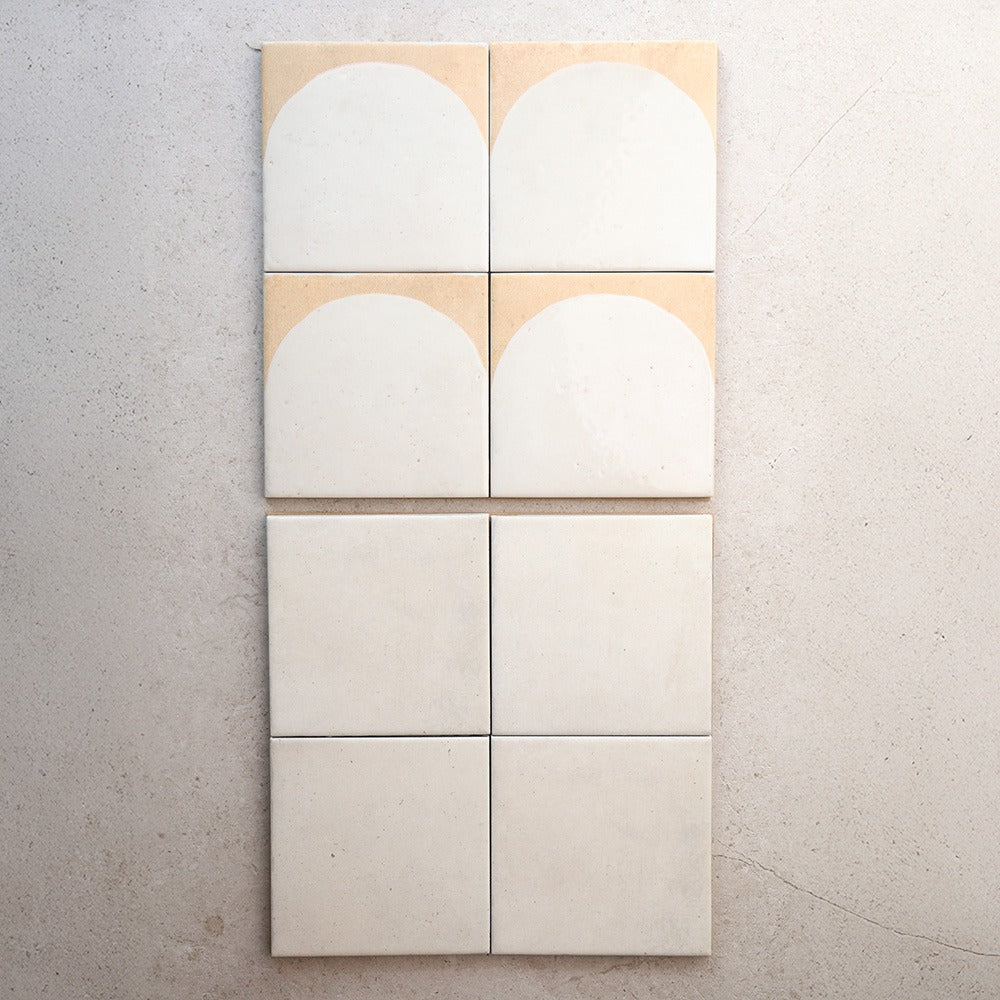 Arch Series Porcelain Floor and Wall Terracotta Look Tile 150 x 150 mm in White, Glazed finish