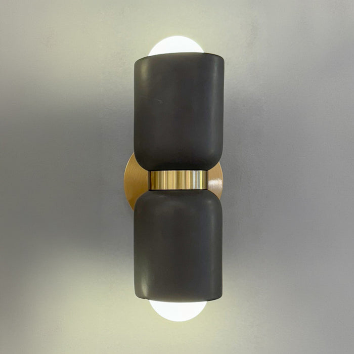 Lunara Harlow Ceramic Wall Light in Brass Gold / Black #Colour_Brass Gold / Black