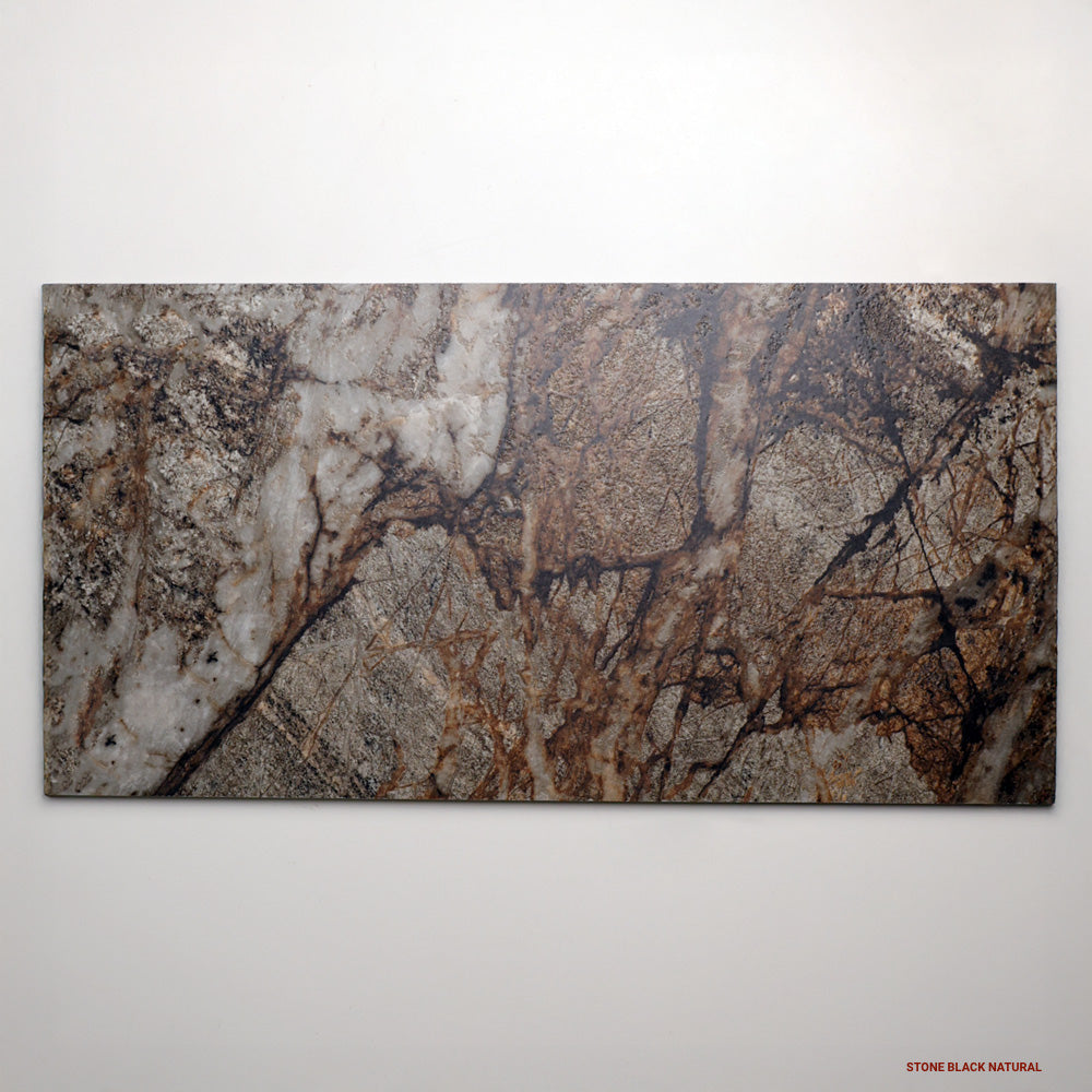 Blend Stone Porcelain Floor and Wall Tile in Black, Natural finish