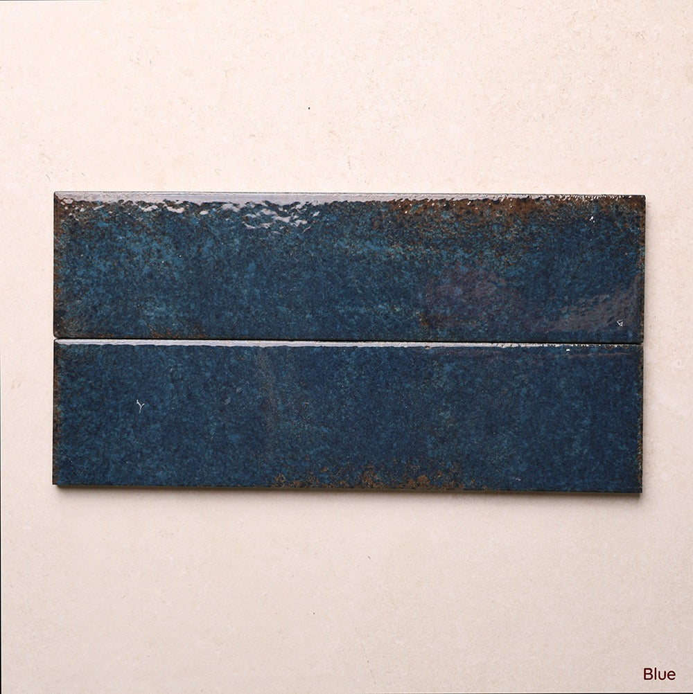 Vibrant Series Subway Wall Tile 70 x 280 mm in Blue, Gloss finish