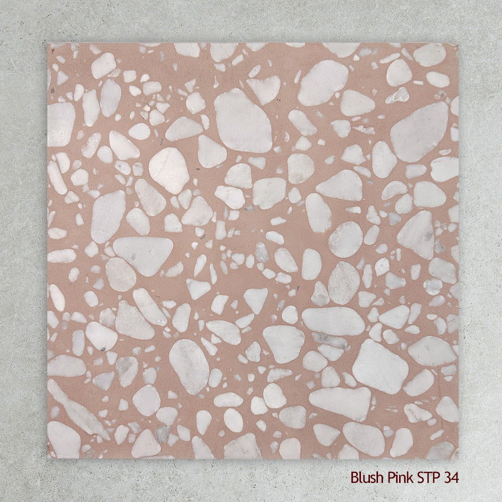 Terrazzo Architectural Range Natural Stone Tile in Blush Pink, Honed finish