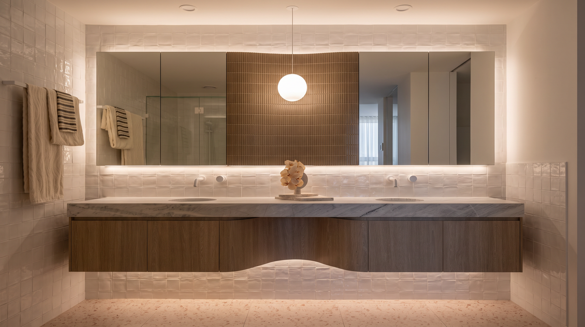 Bondi Blush Terrazzo Porcelain Floor and Wall Tile in Blush, Matt finish