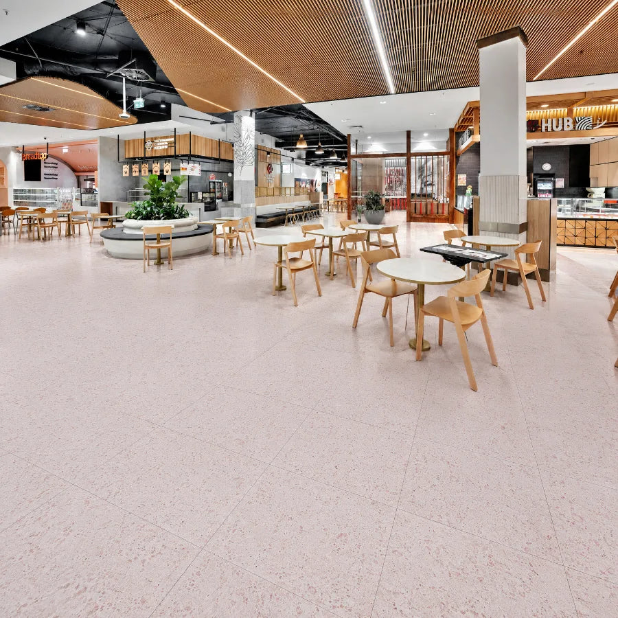 Bondi Blush Terrazzo Porcelain Floor and Wall Tile in Blush, Matt finish