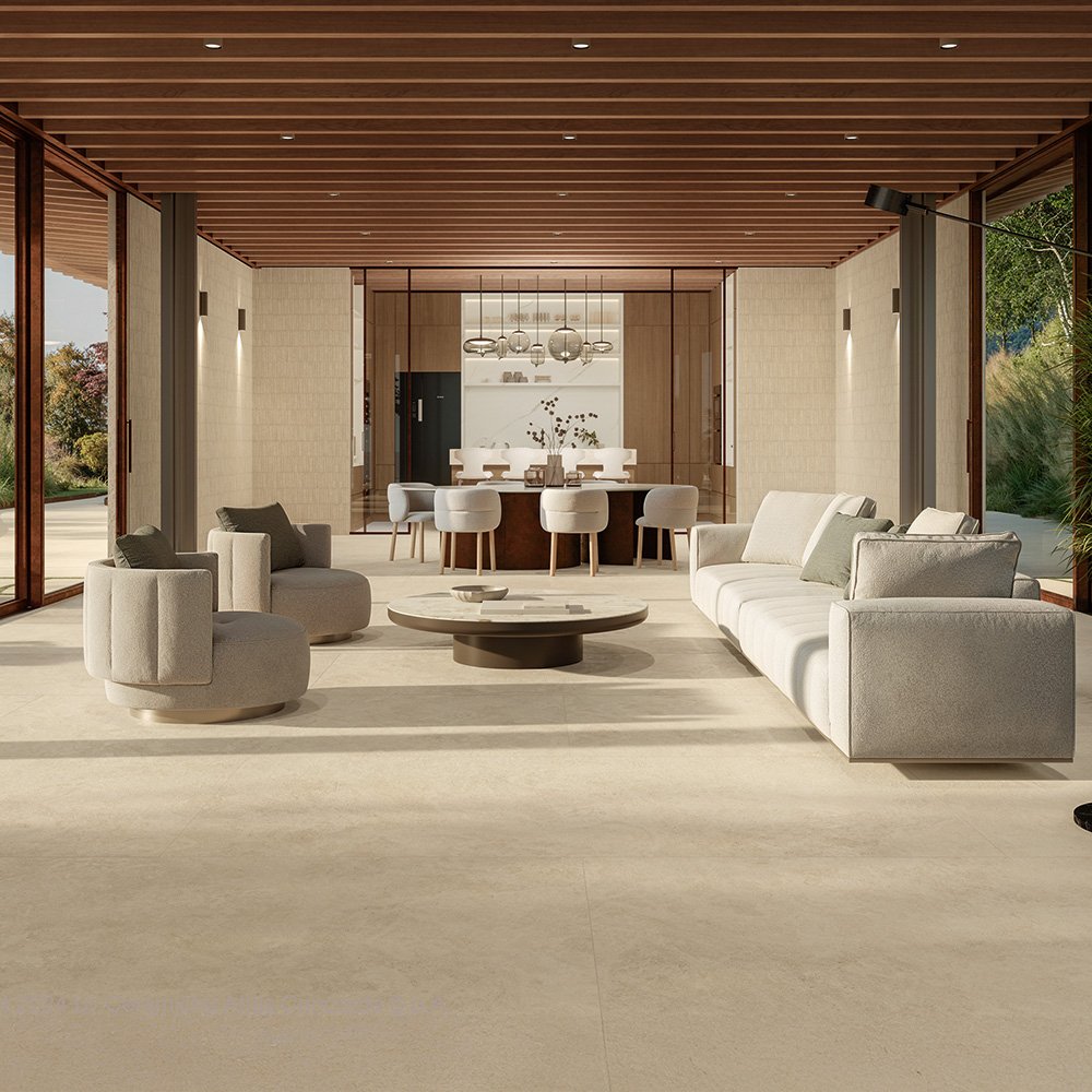 Boost Icor Italian Porcelain Tile Floor and Wall Tile in Beige & Grey, Matt finish