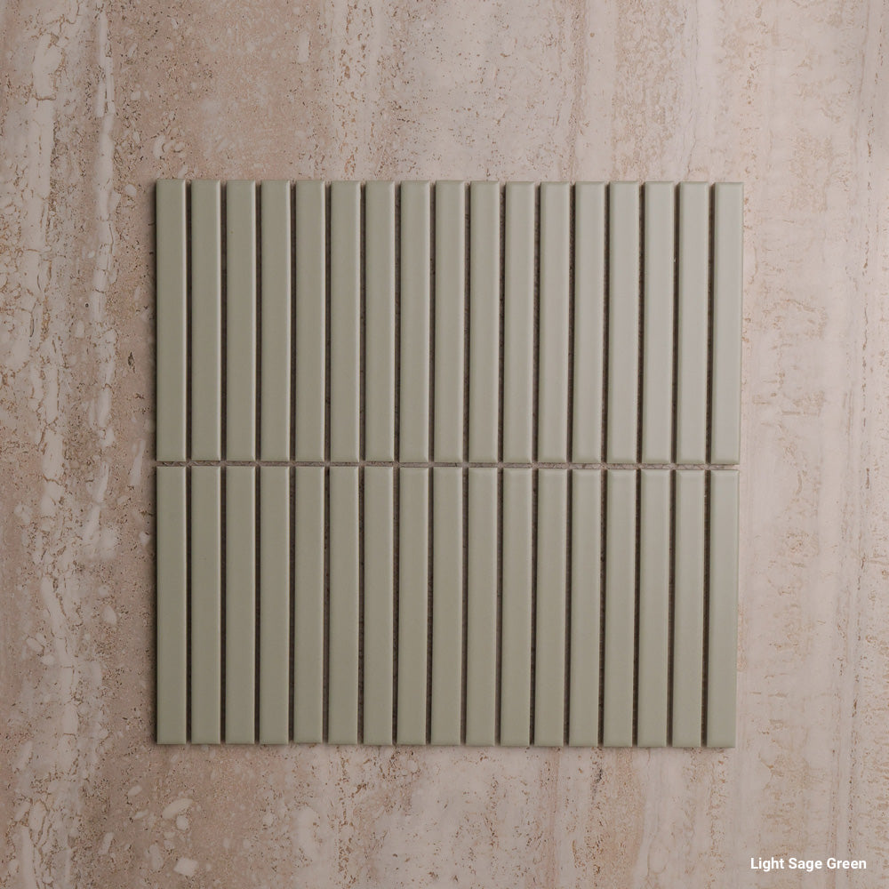 Botanica Kit Kat mosaic in Light Sage Green | Serano Surfaces
