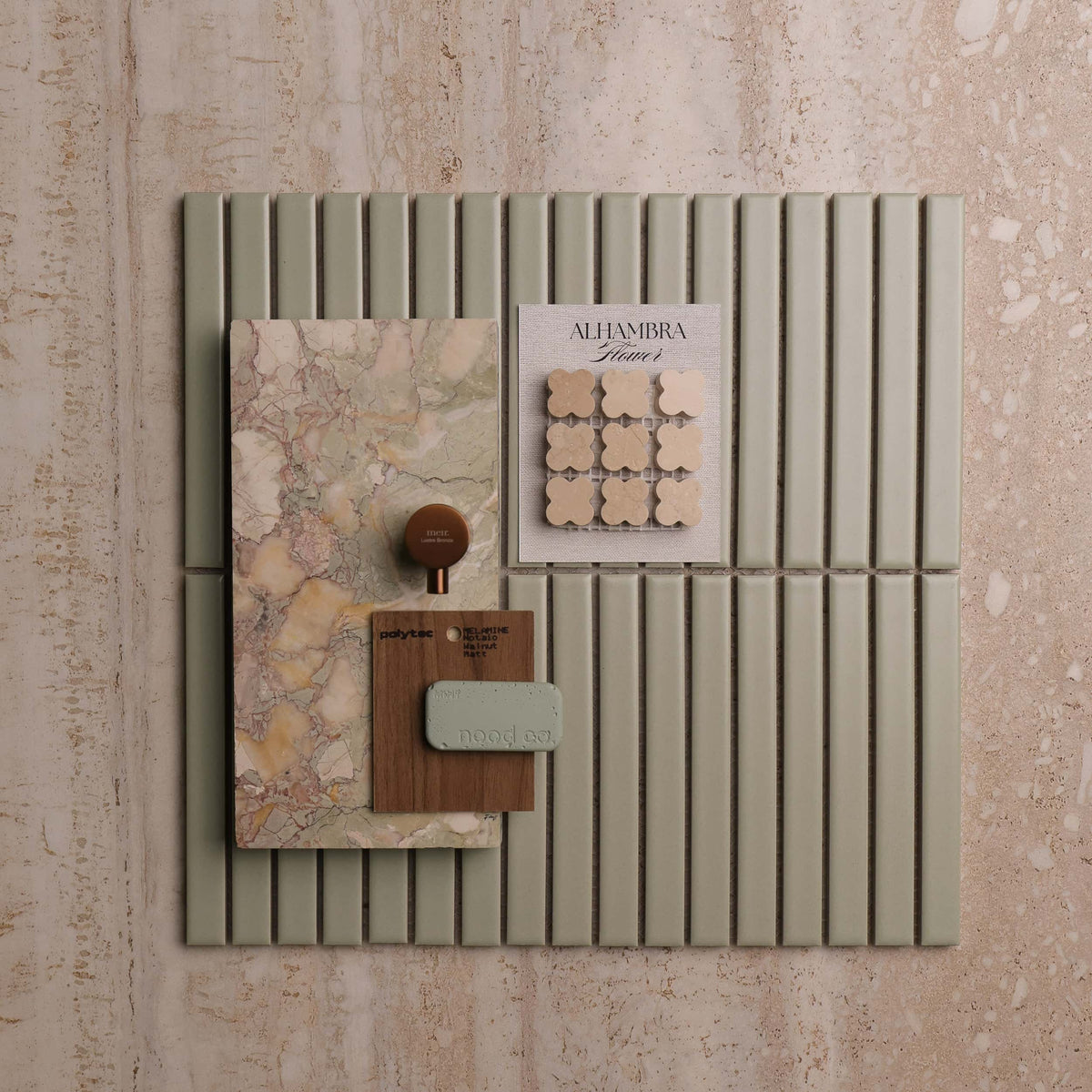Botanica Kit Kat Series Porcelain Mosaic in Sage Green, Matt finish